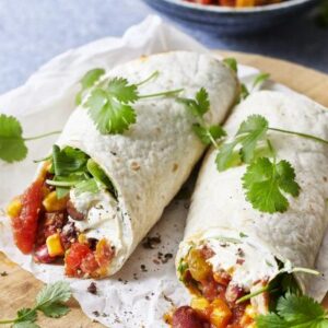 Afhaal – Vegetarisch wrap met chilli sin carne – Volwassene